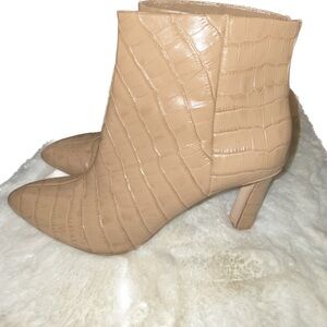 ANTONIO MELANI Tan Croc-Embossed Ankle Boots